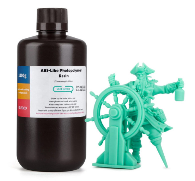 Фотополімерна смола для 3D принтера ELEGOO ABS-Like resin 1000G Mint Green
