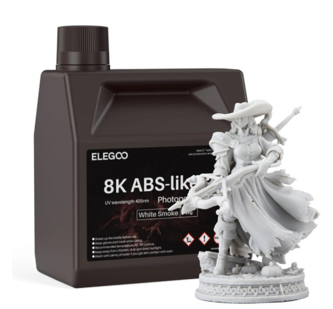 Фотополімерна смола для 3D принтера ELEGOO ABS-Like 3.0 8k resin 2000G White Smoke
