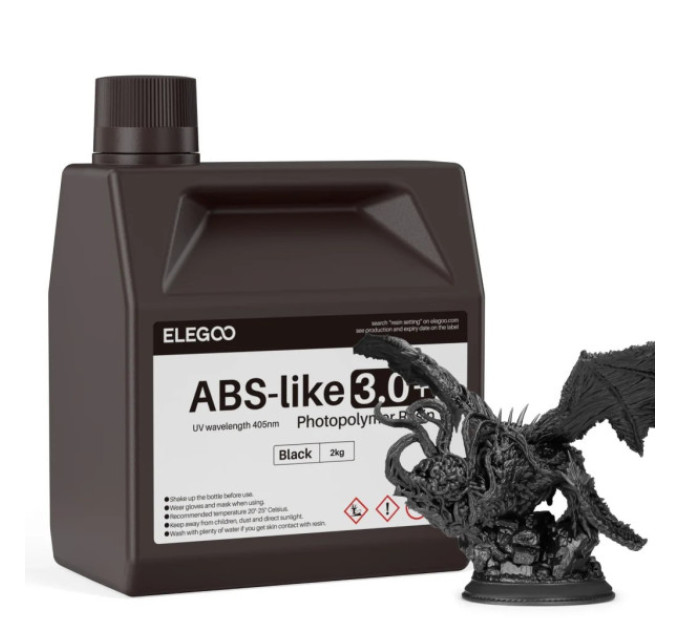 Фотополімерна смола для 3D принтера ELEGOO ABS-Like Resin V3.0+ 2000G Black