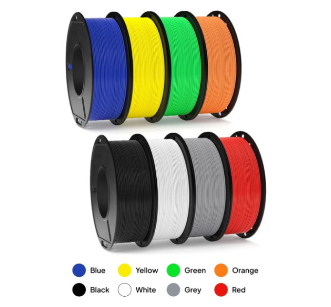 Набір філаментів ELEGOO Black/White/Grey/Red/Blue/Yellow/Green/Orange 250x8 (50.203.0507)