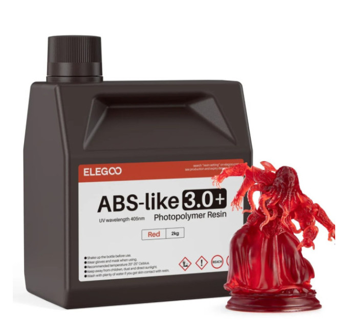 Фотополімерна смола для 3D принтера ELEGOO ABS-Like Resin V3.0+ 2000G Red