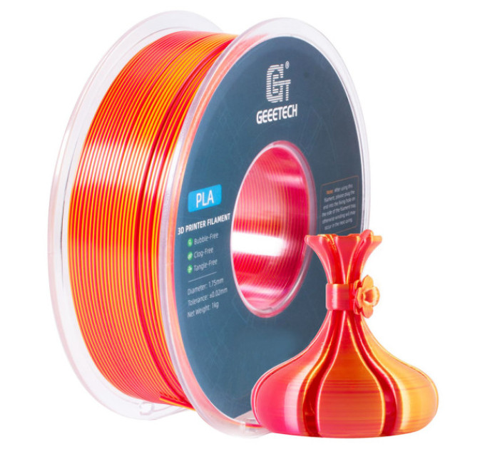 Двоколірний PLA-філамент Geeetech Silk 1 кг - золотий та червоний