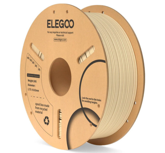 Філамент ELEGOO PLA Beige 1.75mm , екологічна паперова котушка, 1kg (50.203.0827)