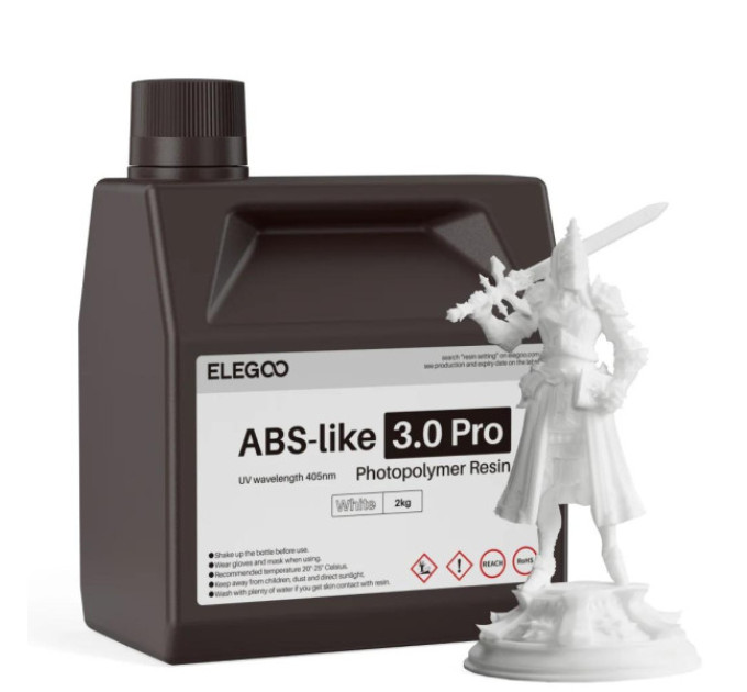Фотополімерна смола для 3D принтера ELEGOO ABS-Like 3.0 pro resin 2000G White