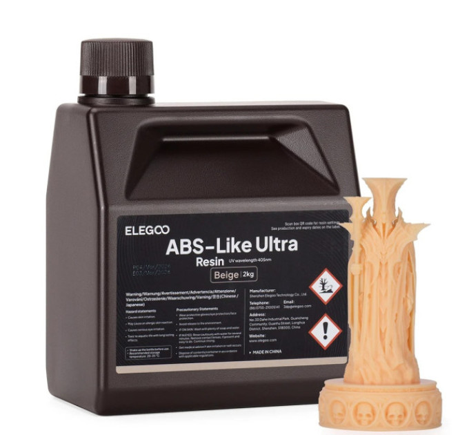 Фотополімерна смола для 3D принтера ELEGOO ABS-Like Ultra Resin 2000G Beige