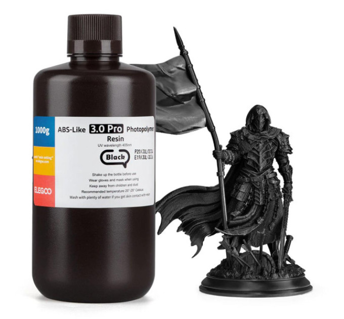 Фотополімерна смола для 3D принтера ELEGOO ABS-Like 3.0 pro resin 1000G Black