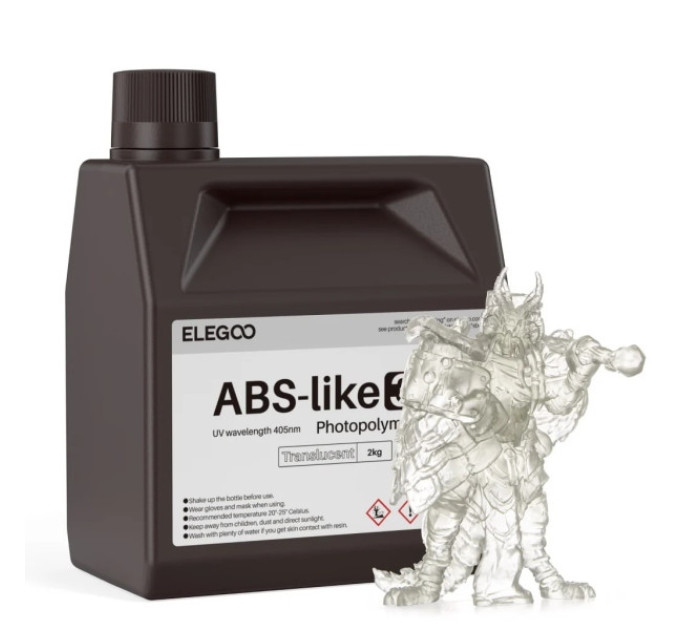 Фотополімерна смола для 3D принтера ELEGOO ABS-Like 3.0 resin 2000G Translucent