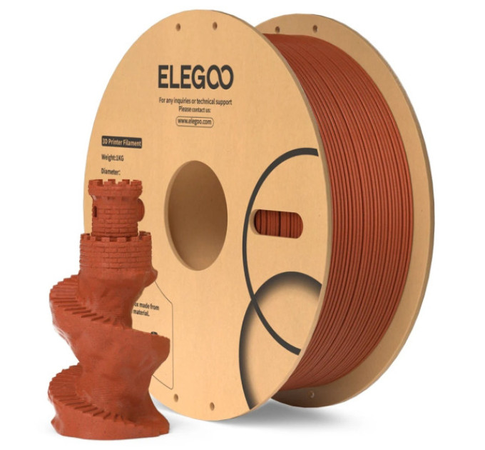 Філамент ELEGOO PLA Brown 1.75mm , екологічна паперова котушка, 1kg (50.203.0167)