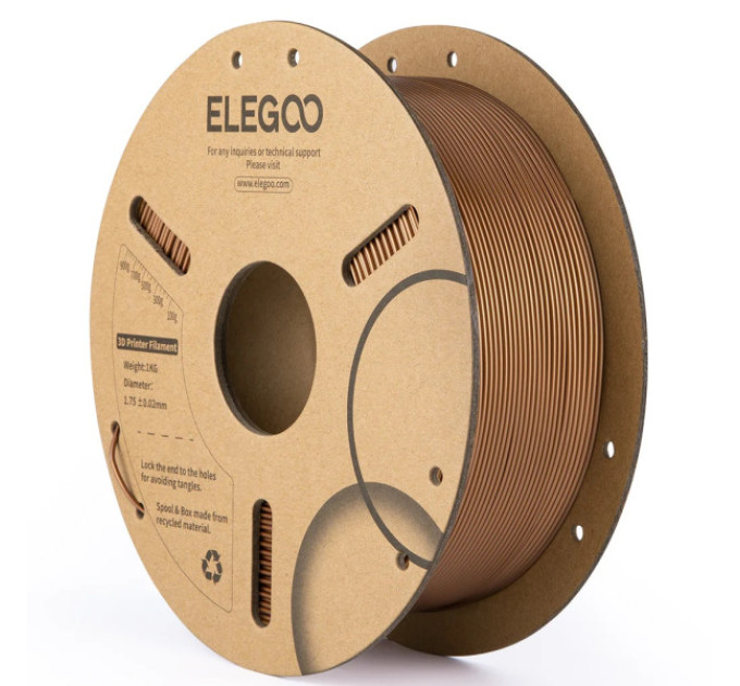 Філамент ELEGOO PLA Brown 1.75mm , екологічна паперова котушка, 1kg (50.203.0167)
