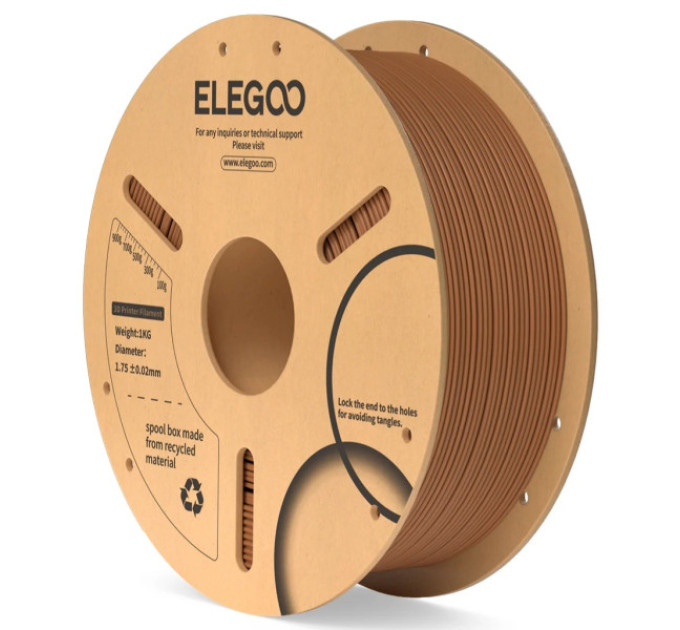 Філамент ELEGOO PLA Brown 1.75mm , екологічна паперова котушка, 1kg (50.203.0167)