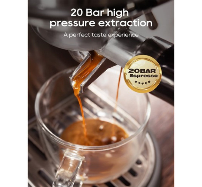 Кавоварка для еспресо HiBREW H10B, тиск екстракції 20 бар, регульована температура та об'єм чашки
