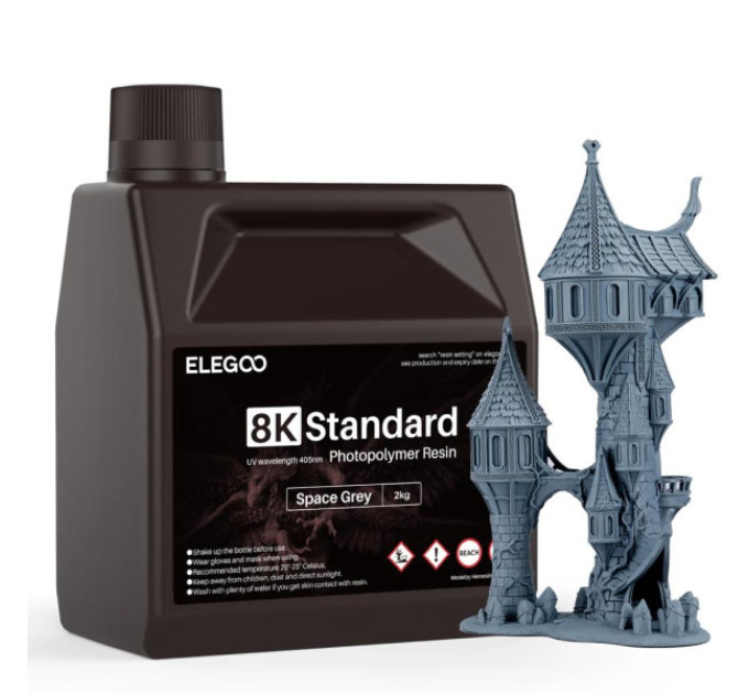 Фотополімерна смола для 3D принтера ELEGOO Standard Resin 8k 2000G Space Grey