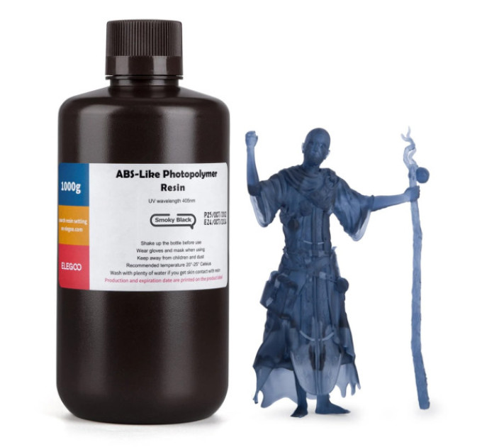 Фотополімерна смола для 3D принтера ELEGOO ABS-Like resin 1000G Smoky Black