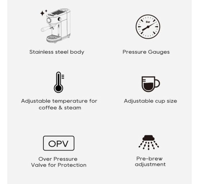 Напівавтоматична кавоварка для еспресо HiBREW H10B, професійна, 20 бар