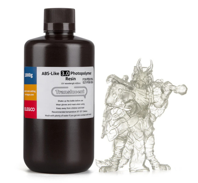 Фотополімерна смола для 3D принтера ELEGOO ABS-Like 3.0 resin 1000G Translucent