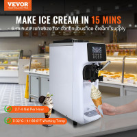 Комерційна морозивниця VEVOR BQL-9200STA, продуктивність 10 л/год, 900 Вт, один смак.