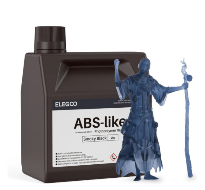 Фотополімерна смола для 3D принтера ELEGOO ABS-Like resin 2000G Smoky Black