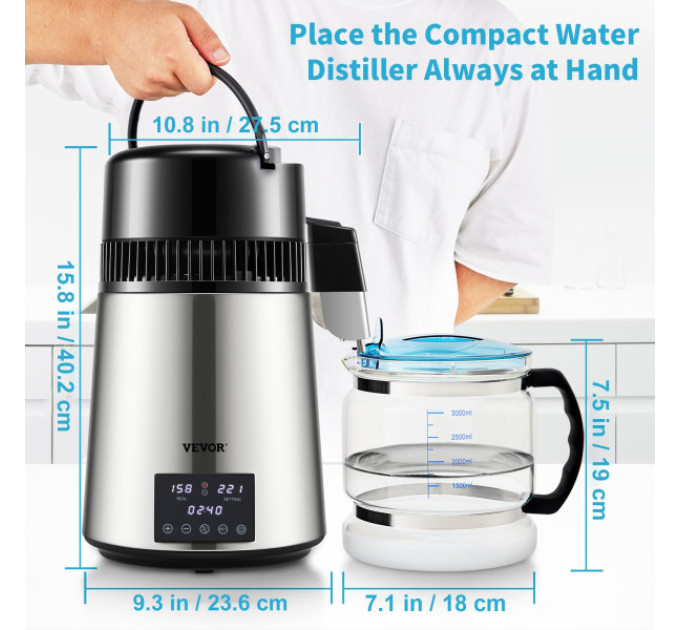  Дистилятор чистої води Vevor YMK40230 4л 220В