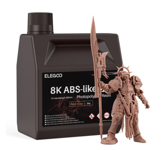 Фотополімерна смола для 3D принтера ELEGOO ABS-Like 3.0 8k resin 2000G Red Clay
