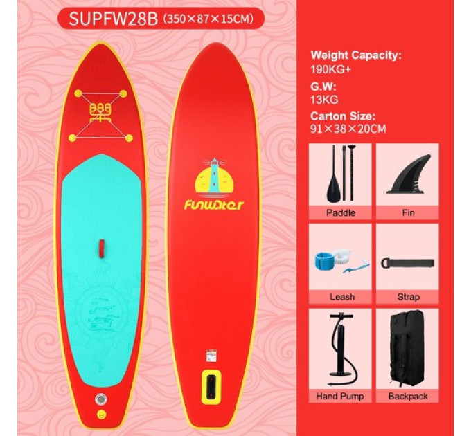 Дошка для веслування стоячи Funwater SUPFW28B 350*87*15 см червона