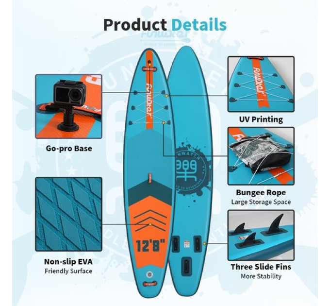 Дошка для веслування стоячи FunWater SUPFW41B 385*85*15 см синя