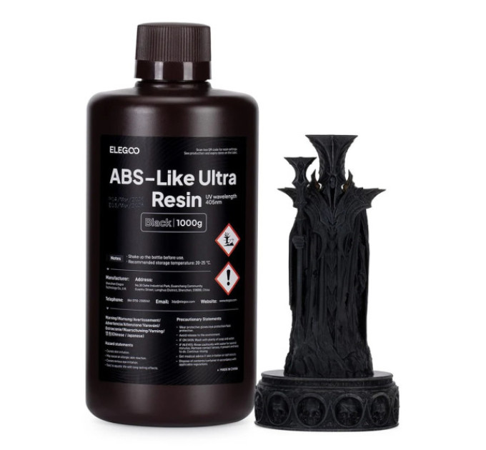 Фотополімерна смола для 3D принтера ELEGOO ABS-Like Ultra Resin 1000G Black