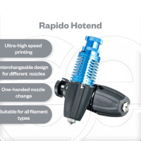 Хотенд Phaetus Rapido UHF, потік 75 мм³/с, видання Ultra High Flow, для моделей Prusa, сопло V6