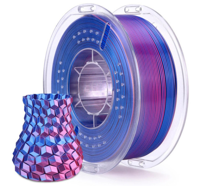 Філамент ELEGOO PLA Silk Blue Magenta 1.75mm, екологічна паперова котушка, 1kg (50.203.0663)