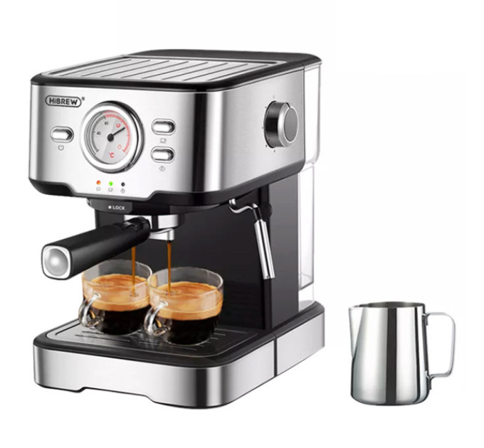 Кавоварка HiBREW H5 1050 Вт, напівавтоматична кавоварка для капучино еспресо 20 бар