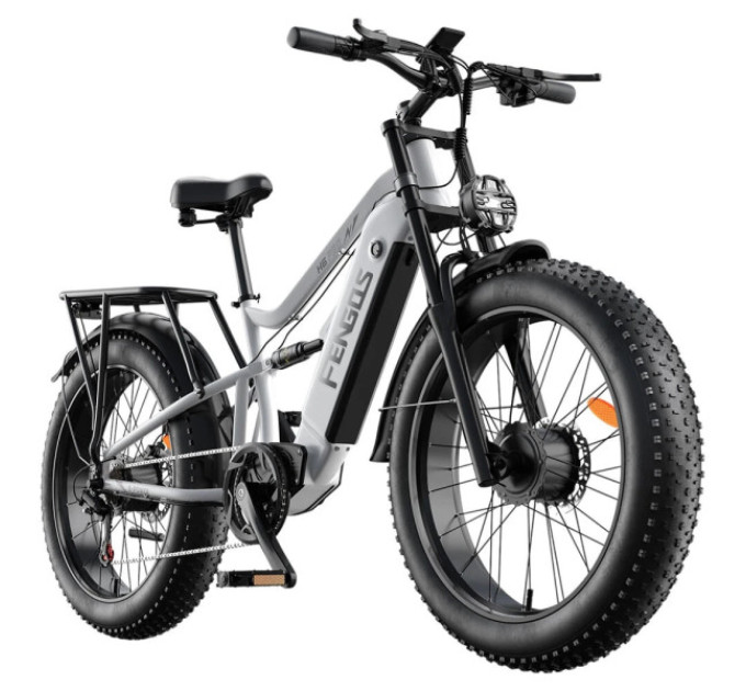 Електричний велосипед FENGQS H6PRO, двигун 1000 Вт*2, акумулятор 52 В 17,5 Аг - білий