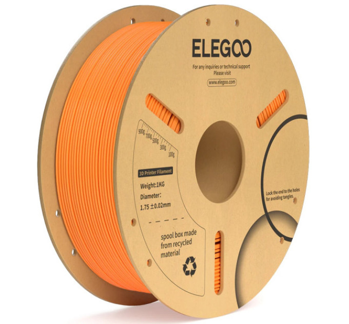 Філамент ELEGOO PLA+ Black 1.75mm , екологічна паперова котушка, 1kg (50.203.0048)