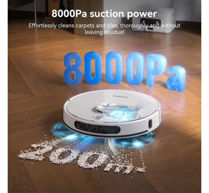 Робот-пилосос Tesvor S8 Max, 3-в-1 пилосос/підмітання/швабра, потужність 6000 Па