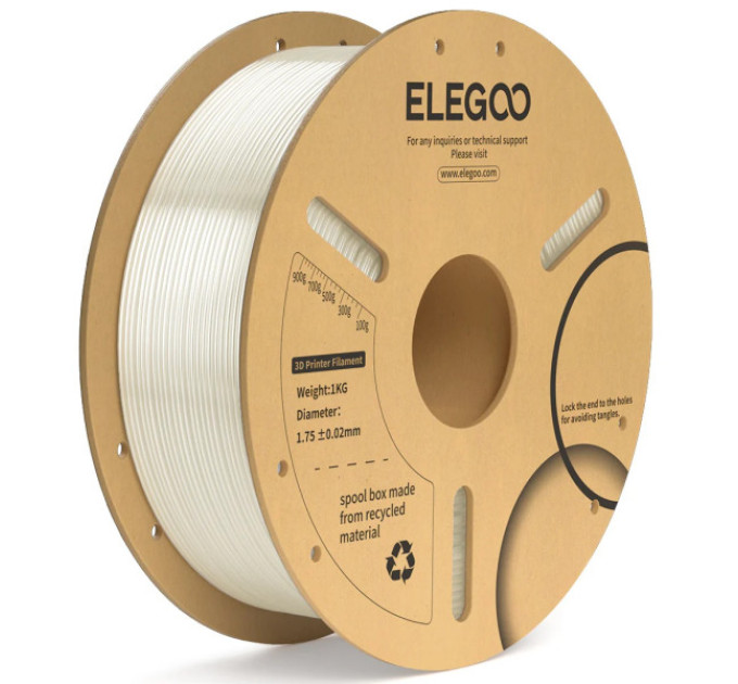 Філамент ELEGOO PLA+ Translucent 1.75mm , екологічна паперова котушка, 1kg (50.203.0518)