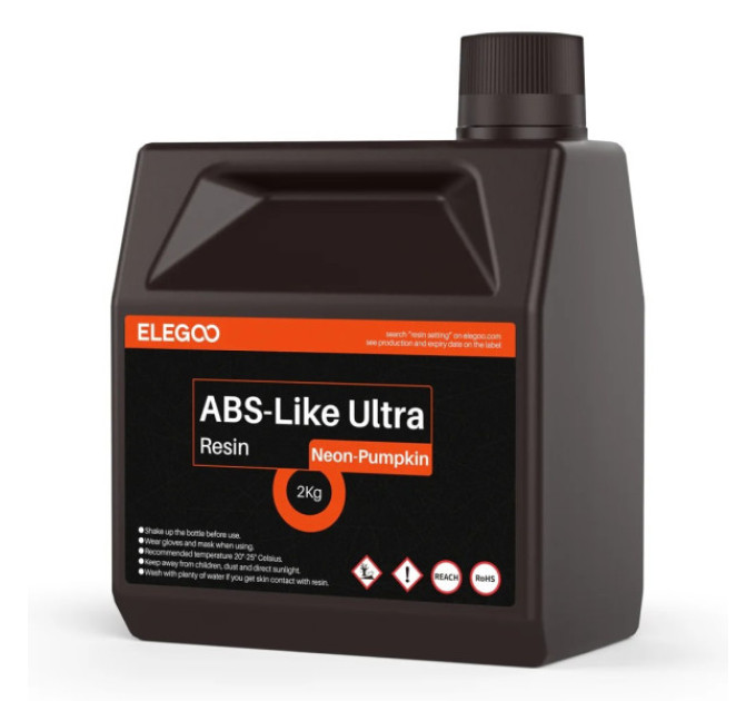 Фотополімерна смола для 3D принтера ELEGOO ABS-Like Ultra Resin 2000G Neon-Pumpkin