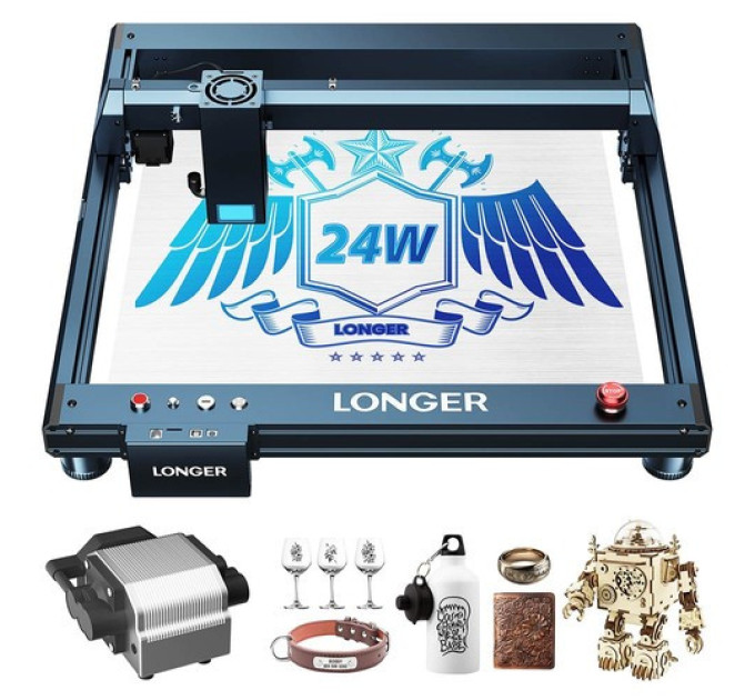 Лазерний гравер LONGER Laser B1 20 Вт + лазерна платформа + роторний ролик з кронштейном