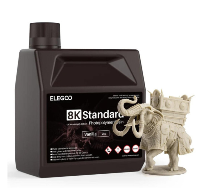 Фотополімерна смола для 3D принтера ELEGOO Standard Resin 8k 2000G Vanilla
