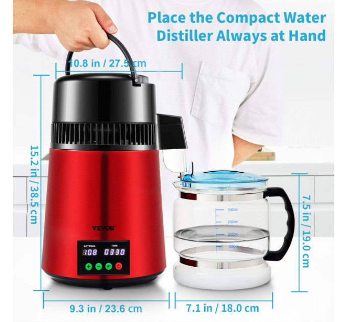  Дистилятор чистої води Vevor YMK40208 4л 220В