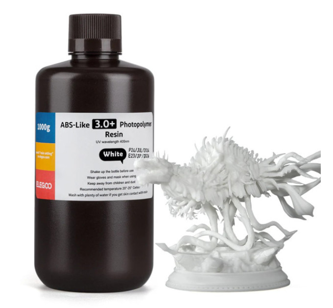 Фотополімерна смола для 3D принтера ELEGOO ABS-Like Resin V3.0+ 1000G White