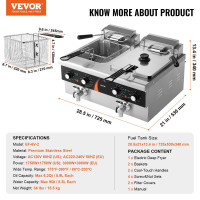 Комерційна електрична фритюрниця VEVOR ЕF-6В-2 резервуар 2x9Qt/8,5 л