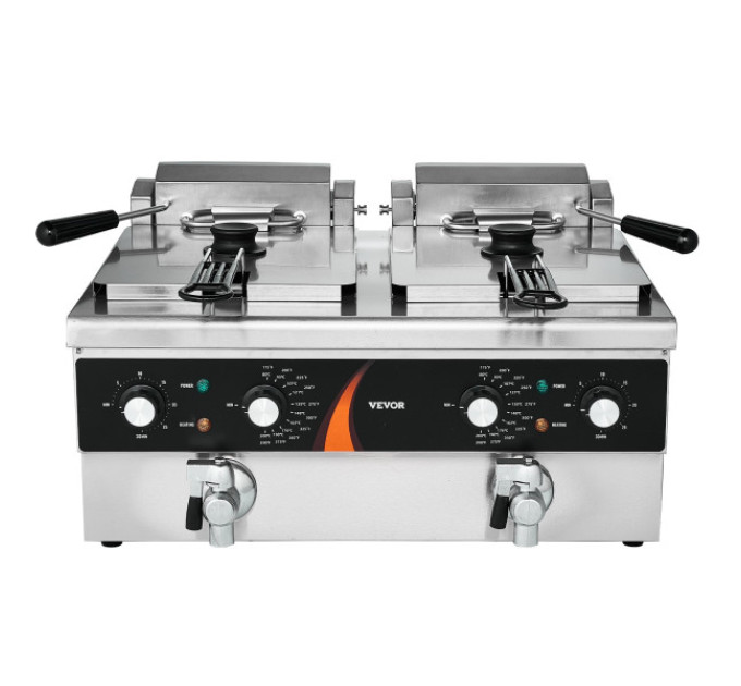 Комерційна електрична фритюрниця VEVOR ЕF-6В-2 резервуар 2x9Qt/8,5 л