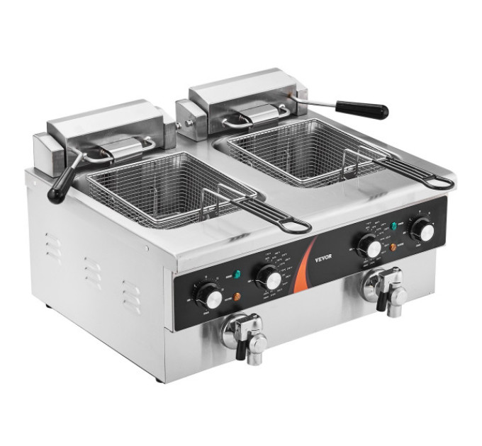 Комерційна електрична фритюрниця VEVOR ЕF-6В-2 резервуар 2x9Qt/8,5 л