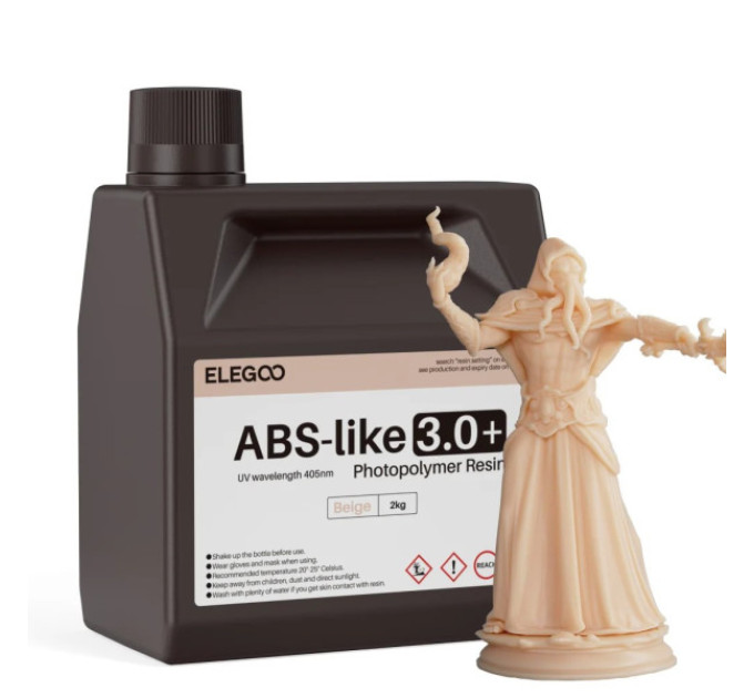 Фотополімерна смола для 3D принтера ELEGOO ABS-Like Resin V3.0+ 2000G Beige
