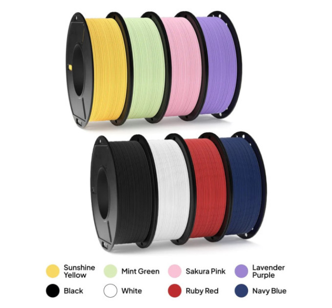 Набір філаментів ELEGOO Black/White/Red/Pink/Yellow/Green/Purple 250x8 (50.203.0504)