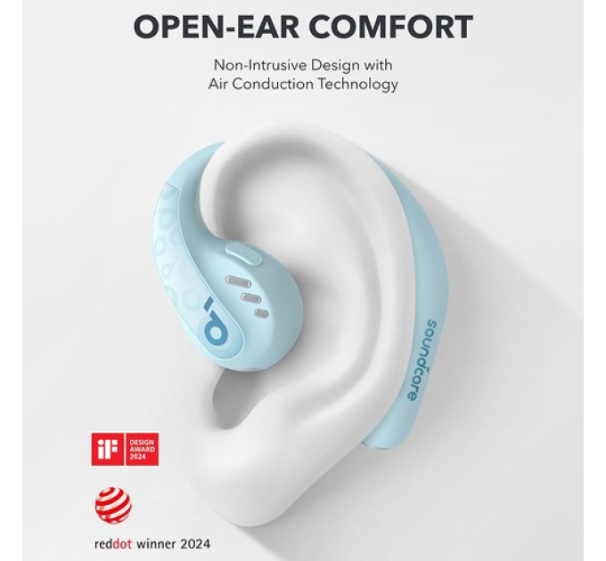 Навушники Anker Soundcore AeroFit Pro відкритого типу, Bluetooth 5.3, блакитні