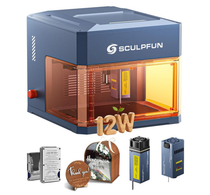 Лазерний гравірувальний верстат SCULPFUN iCube Ultra Dual 12 Вт + 1,2 Вт