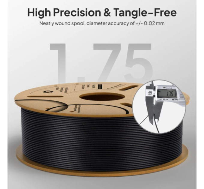 Філамент ELEGOO PLA-CF Carbon Fiber Grey 1.75mm , екологічна паперова котушка, 1kg (50.203.0463)