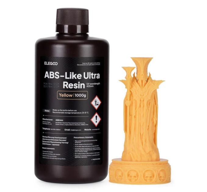 Фотополімерна смола для 3D принтера ELEGOO ABS-Like Ultra Resin 1000G Yellow