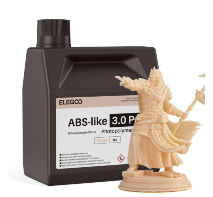 Фотополімерна смола для 3D принтера ELEGOO ABS-Like 3.0 pro resin 2000G Beige