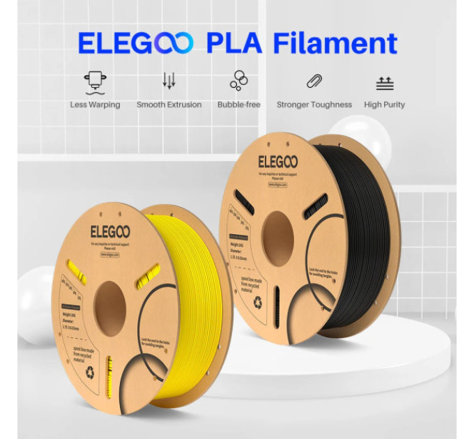 Філамент ELEGOO PLA Dark Blue 1.75mm , екологічна паперова котушка, 1kg (50.203.0068)