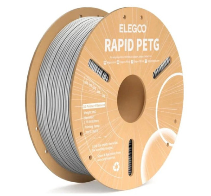 Філамент ELEGOO RAPID PETG Grey 1 KG 1.75mm, 1kg (50.203.0222)